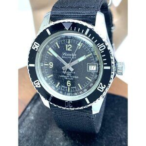 Sicura Rallye GT Men's Watch Vintage Swiss Manual Wind Black Dial 38mm Nylon